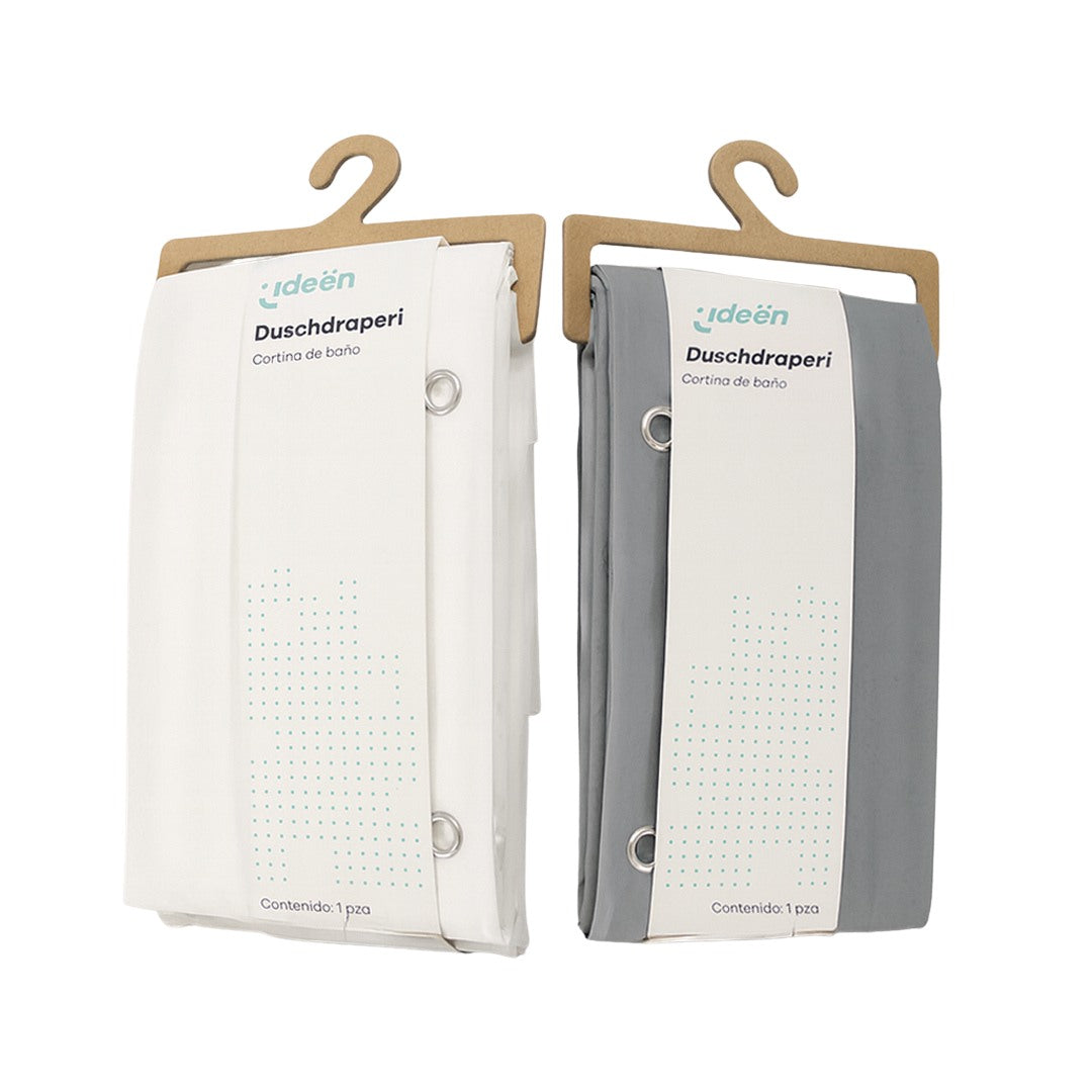 Juego de 2 Cortinas de Baño - Color Blanco y Gris