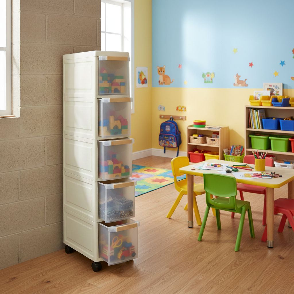 Gabinete Organizador con 5 Cajones y Ruedas