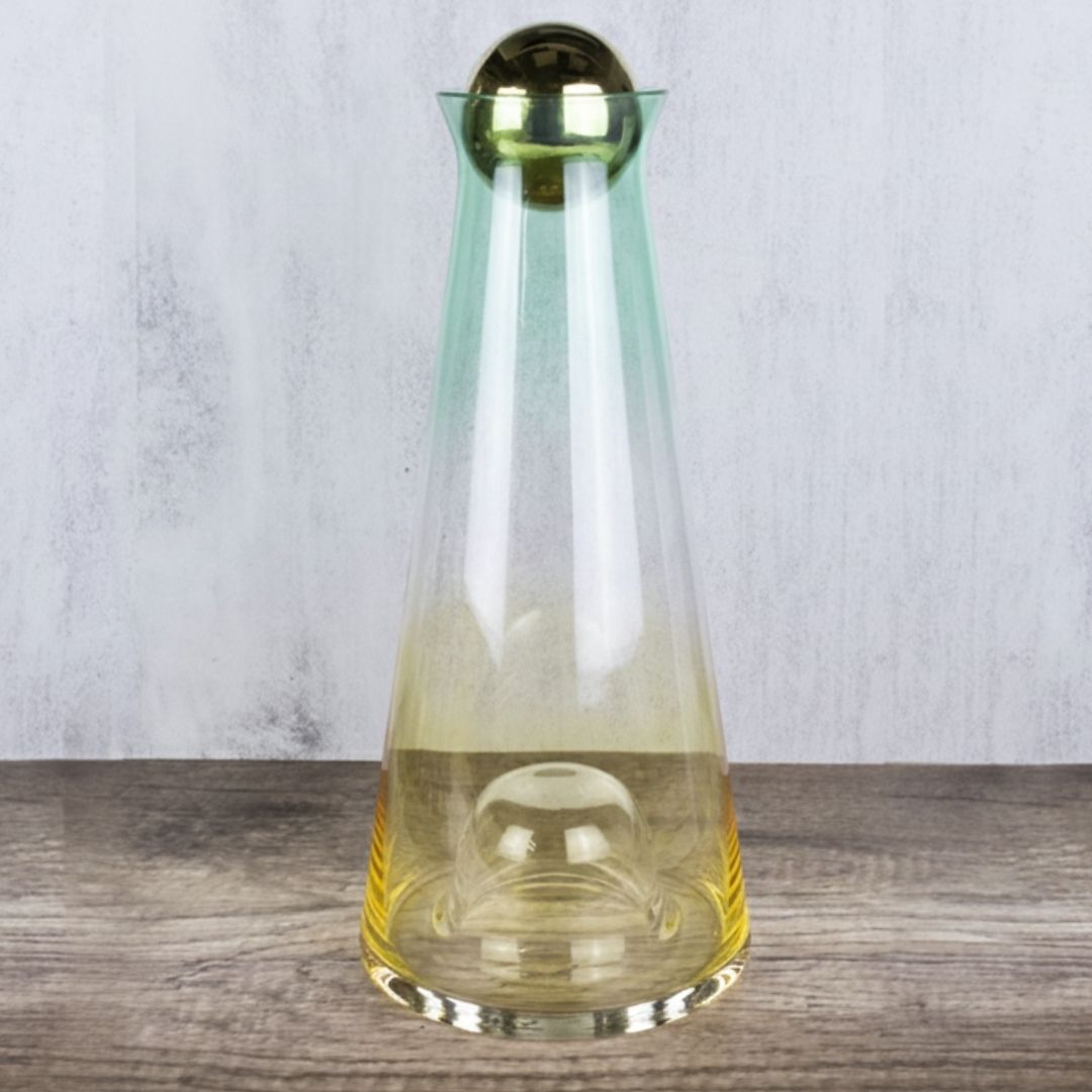 Jarra de Cristal Ámbar a Menta con Tapón Esférico - 950ml