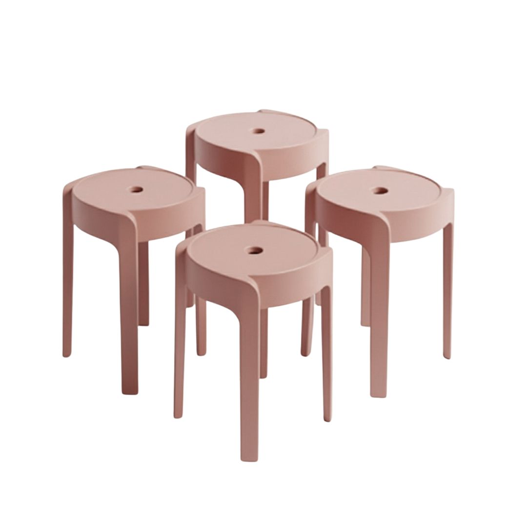 Set de 4 Bancos de Plástico Apilables – Color Café Claro