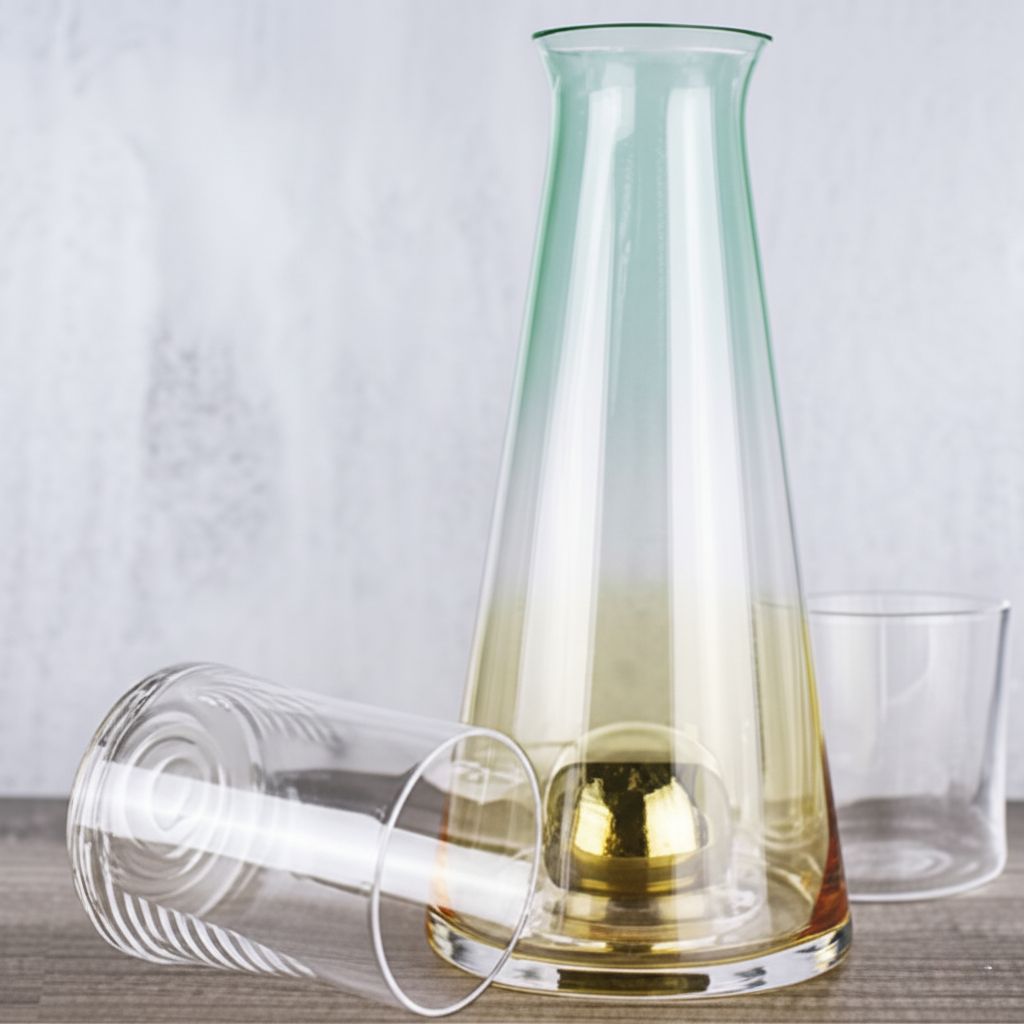 Jarra de Cristal Ámbar a Menta con Tapón Esférico - 950ml