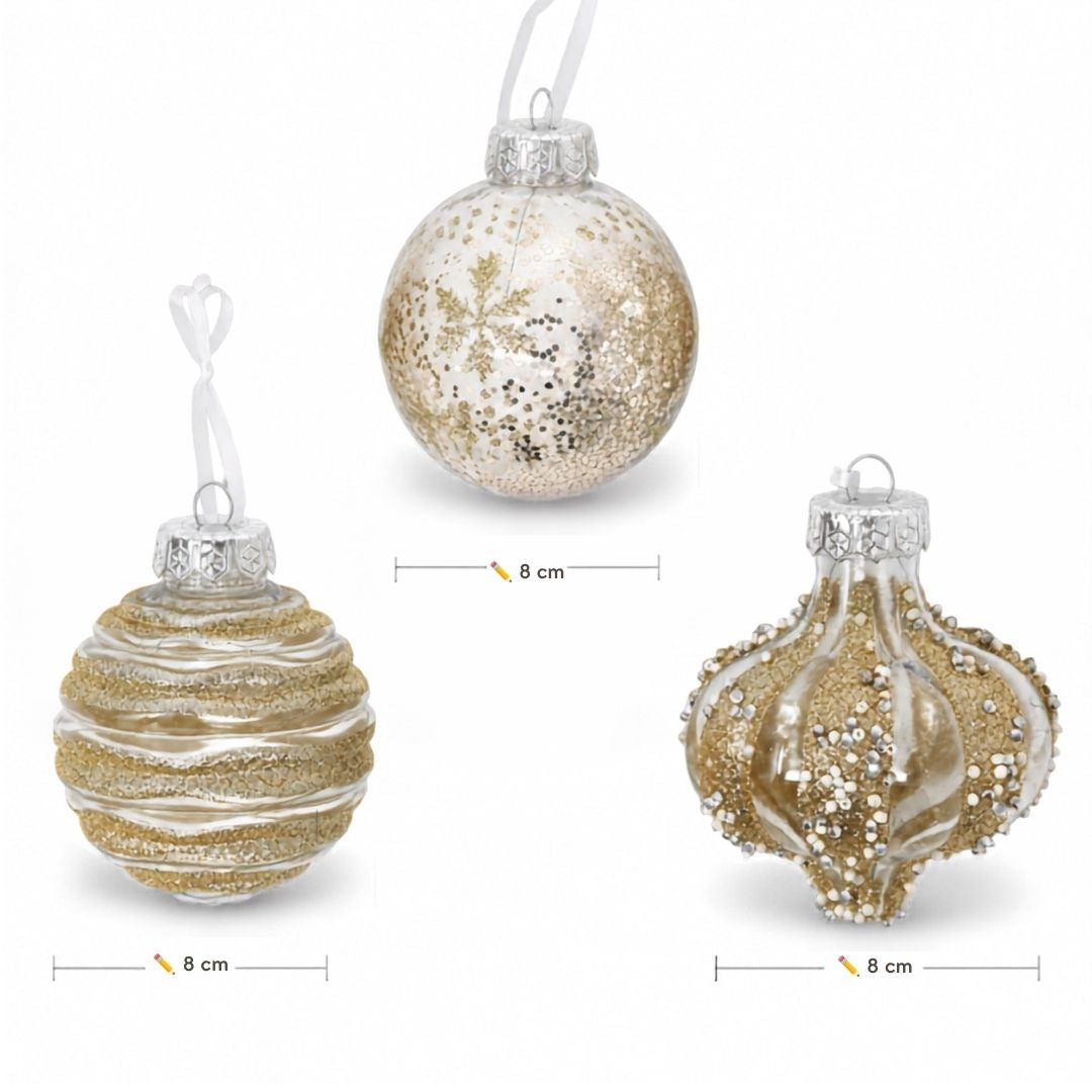 Set de Esferas Navideñas Doradas - 9 Piezas