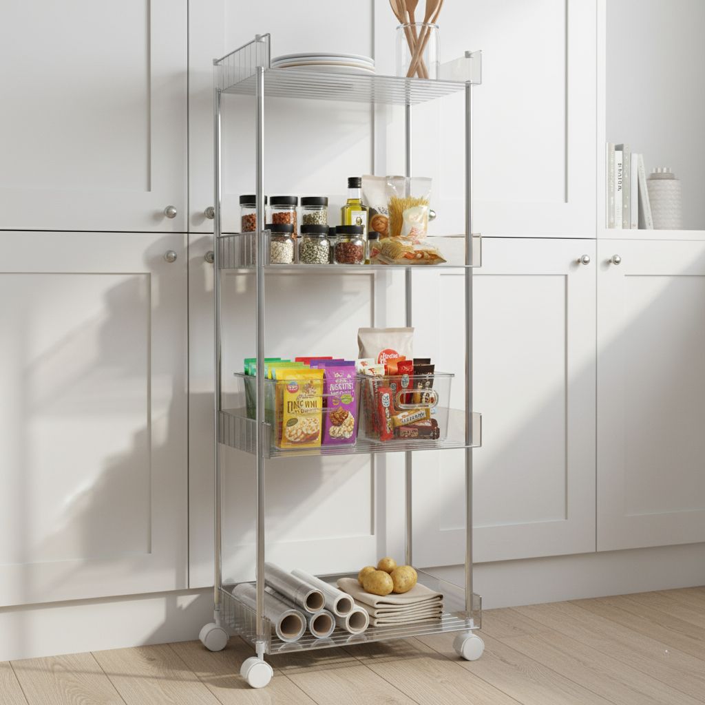 Carrito Organizador Transparente de 4 Niveles