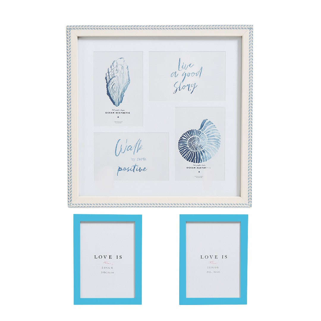 Juego de Portarretratos Minimalistas Múltiple Gris y Azul Turquesa