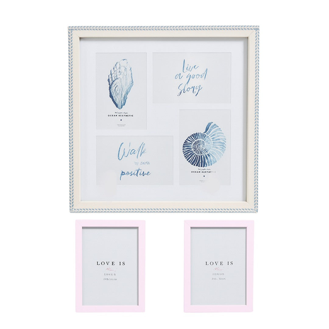 Juego de Portarretratos Minimalistas Múltiple Gris y Rosa
