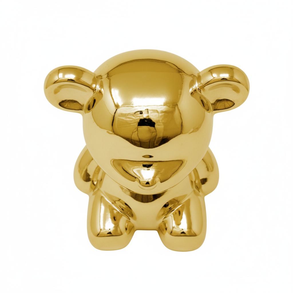 Oso Decorativo Dorado Brillante - 10x8 cm