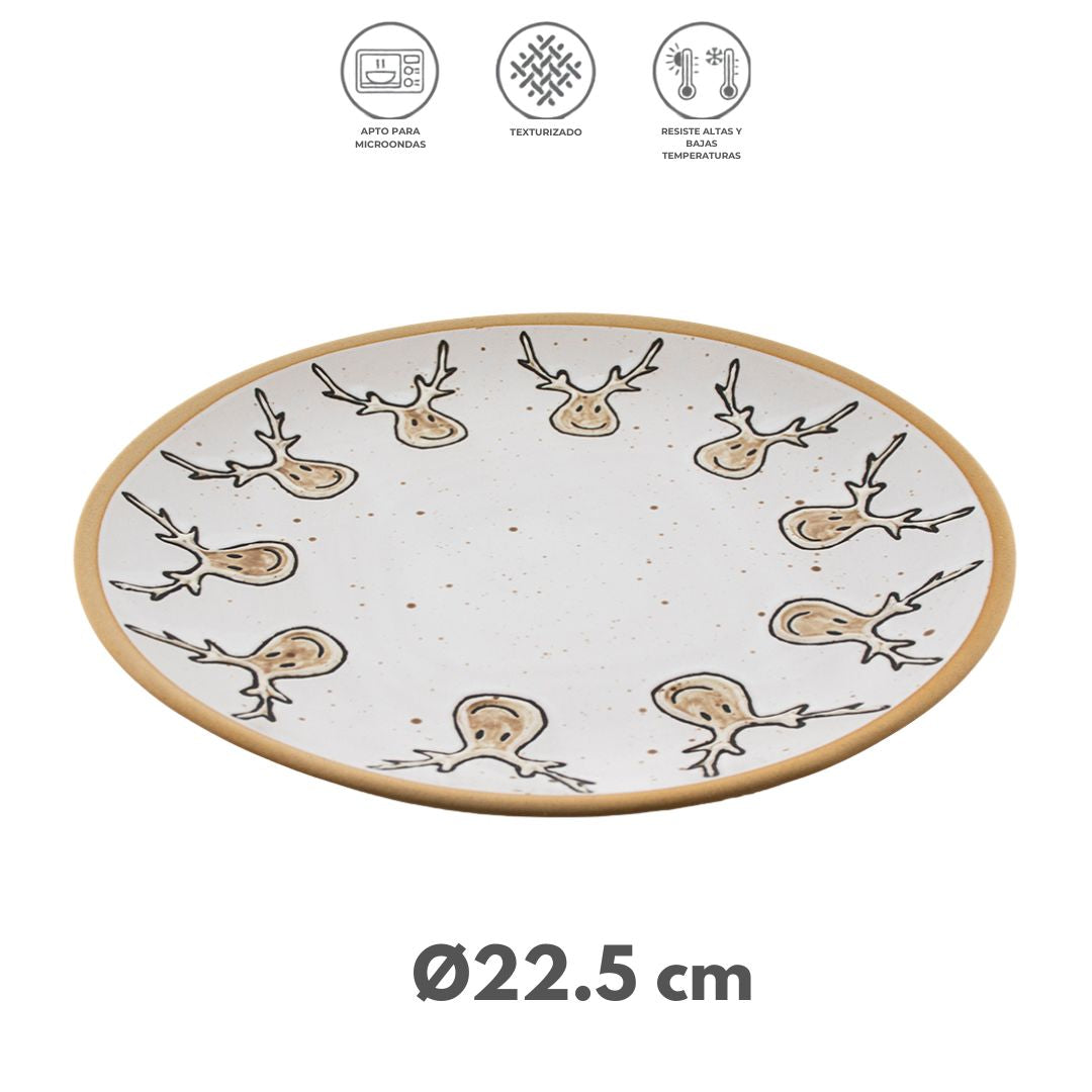 Plato de Cerámica con Renos - Ø22.5 cm.