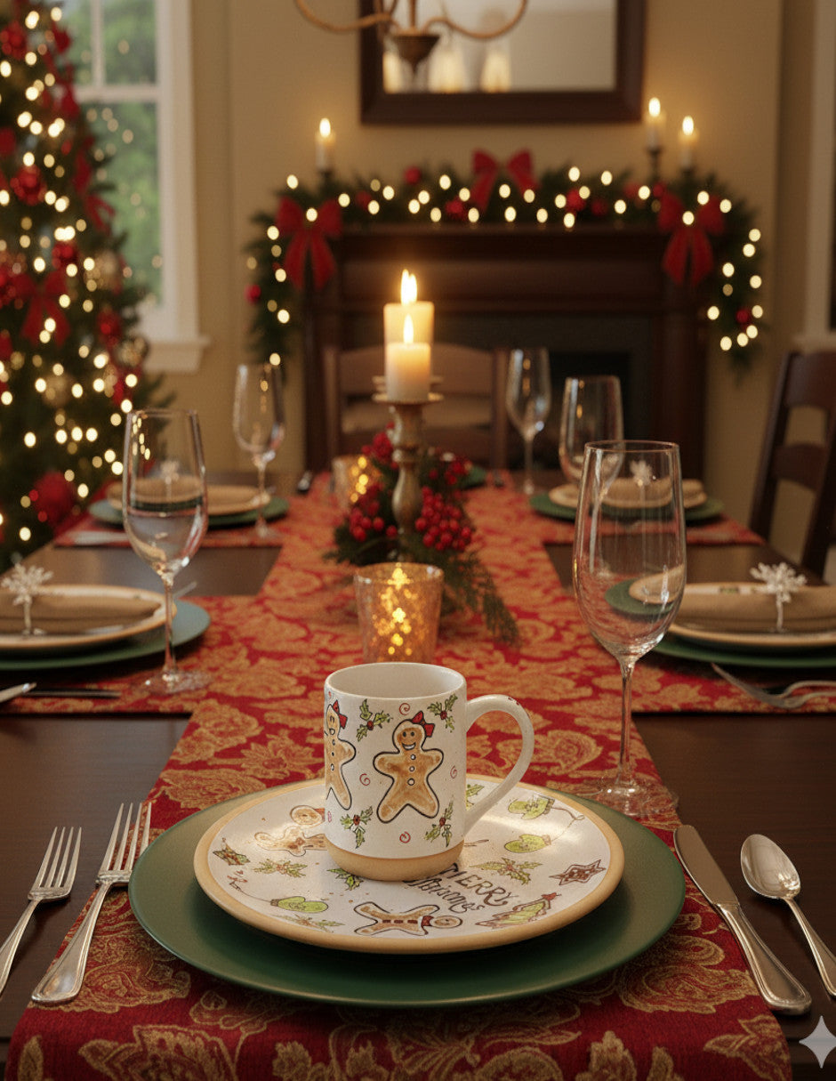 Set de Plato y Taza para 4 Personas - Merry Christmas