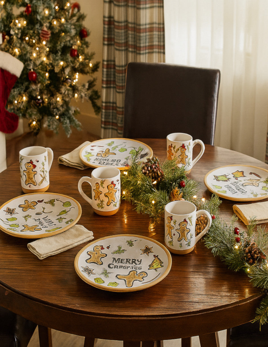 Set de Plato y Taza para 4 Personas - Merry Christmas
