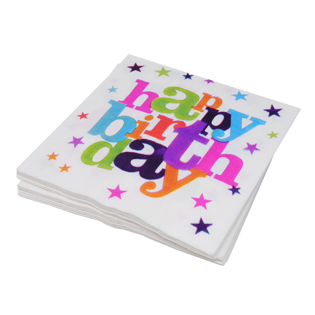 Paquete de Servilletas de Papel Desechables "Happy Birthday" - 16 pzs.