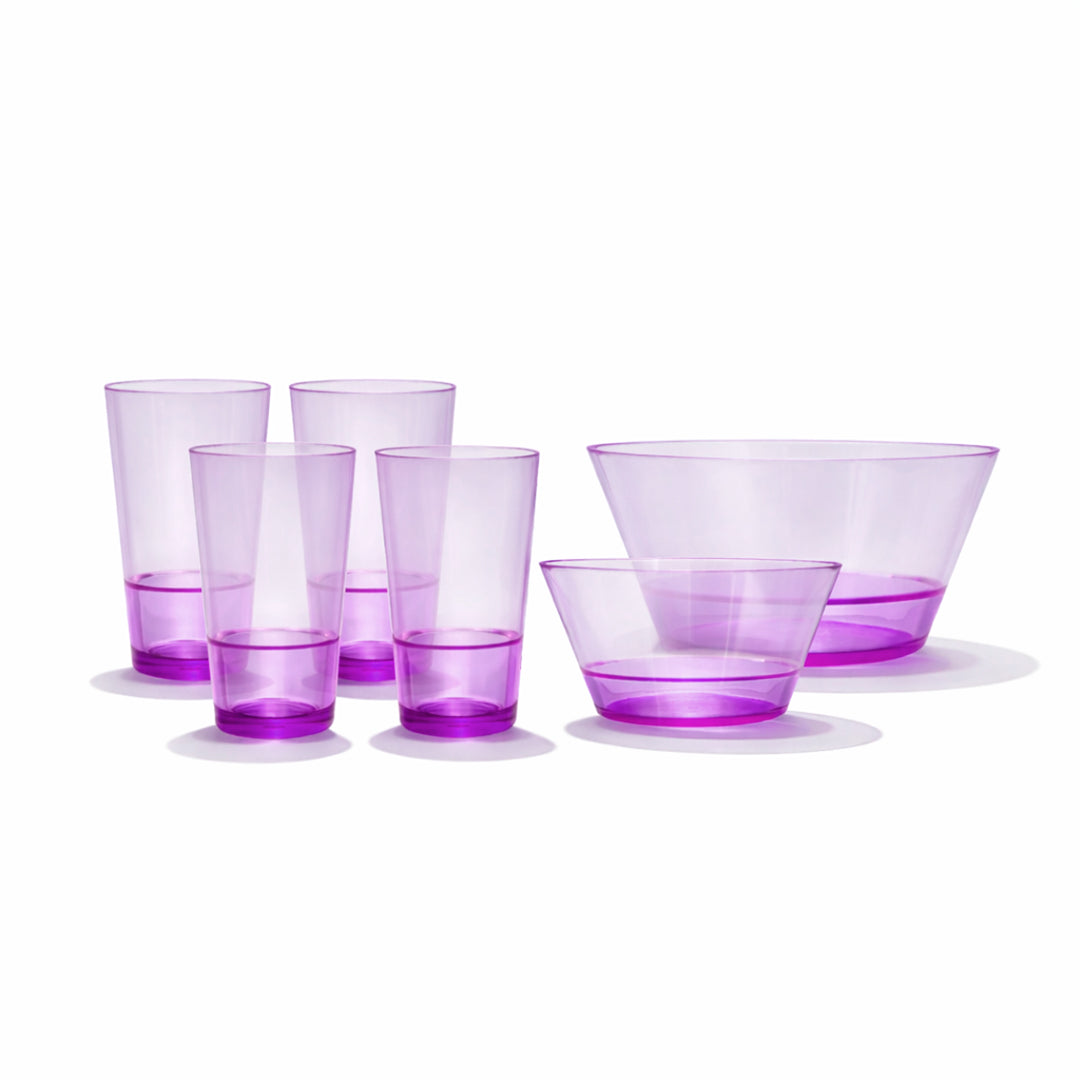 Juego de Bowls 22 y 15 cm con 4 Vasos 350 ml Varios Colores