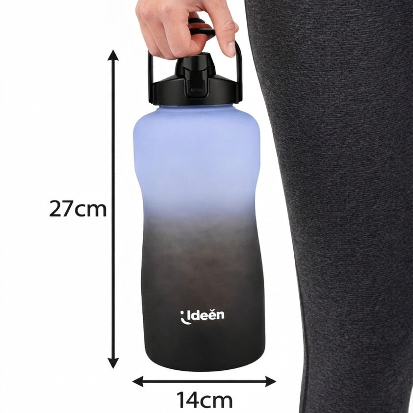 Termo de Plástico Deportivo Negro/Azul 3.7 Lt con Asa y Popote