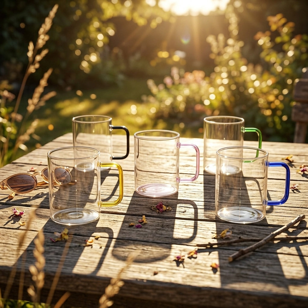 Taza Transparente con Asa de Color 400 ml - Varios Colores