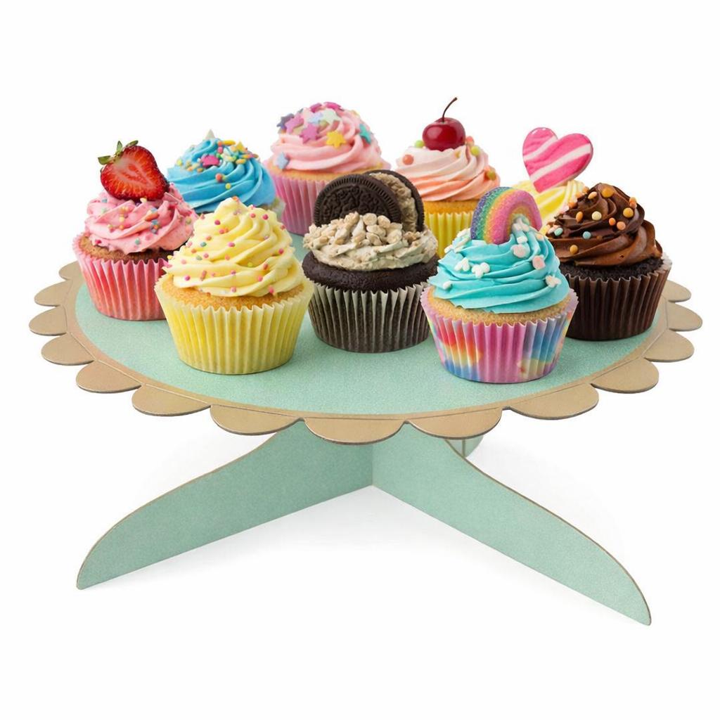 Stand para Cupcakes o Pastel color Verde/ Dorado - 1 Nivel