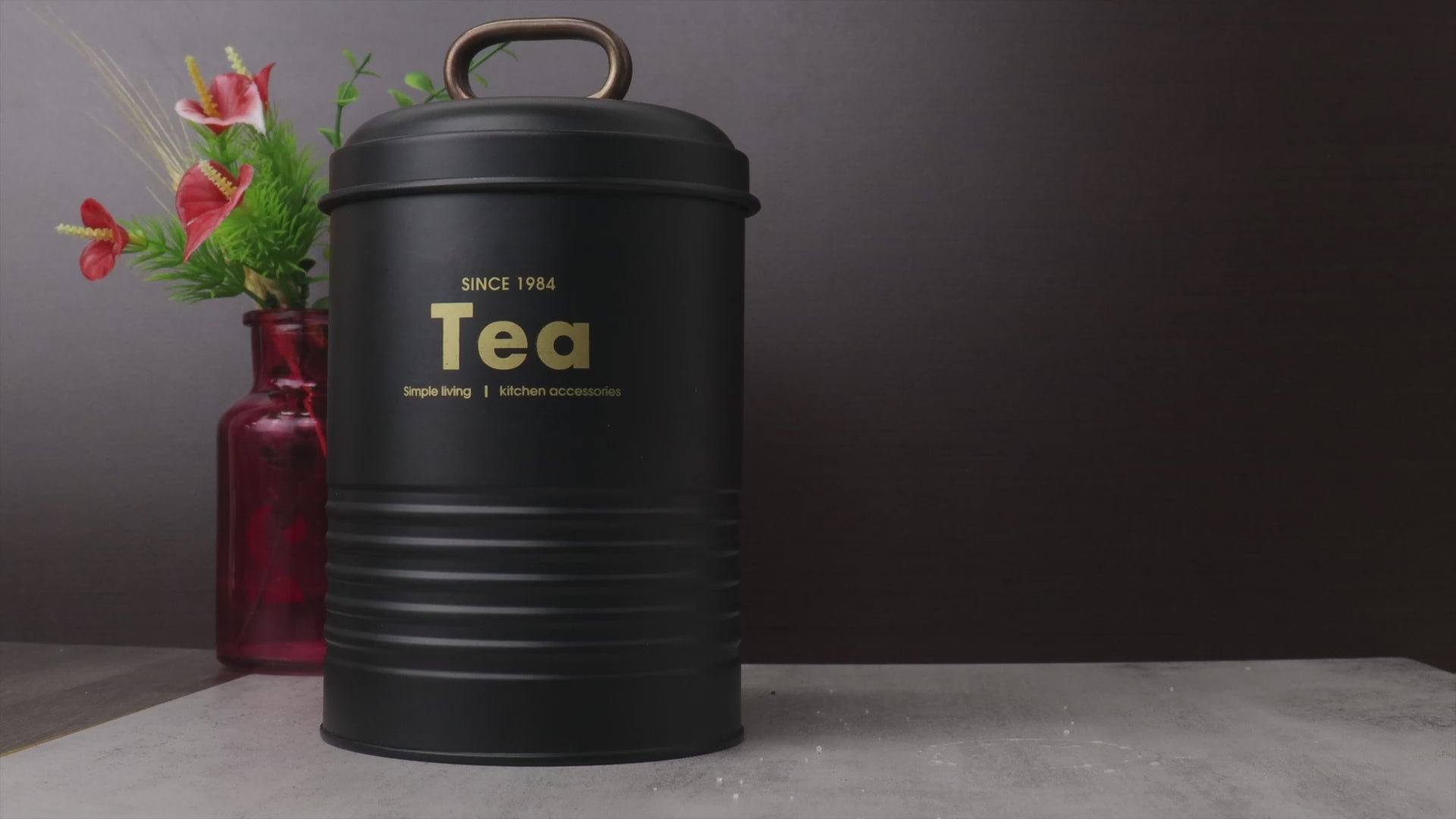 Recipiente Contenedor Metálico Negro - Té