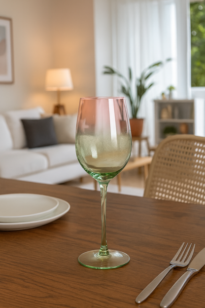 Set de 4 Copas de Vino de Cristal Verde/Rosa - 465 ml