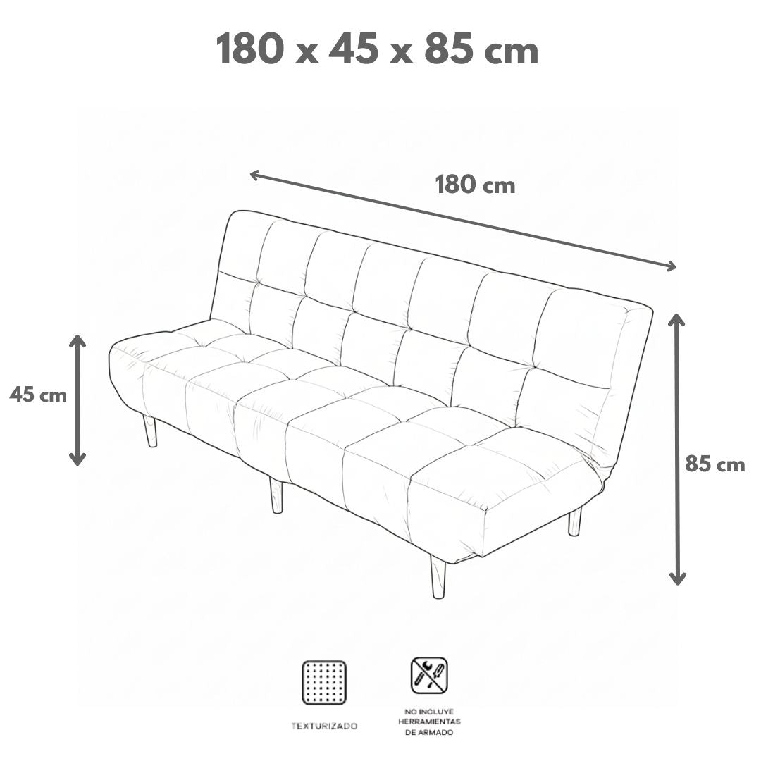 Sofá Cama Beige 3 Plazas - Apertura Italiana