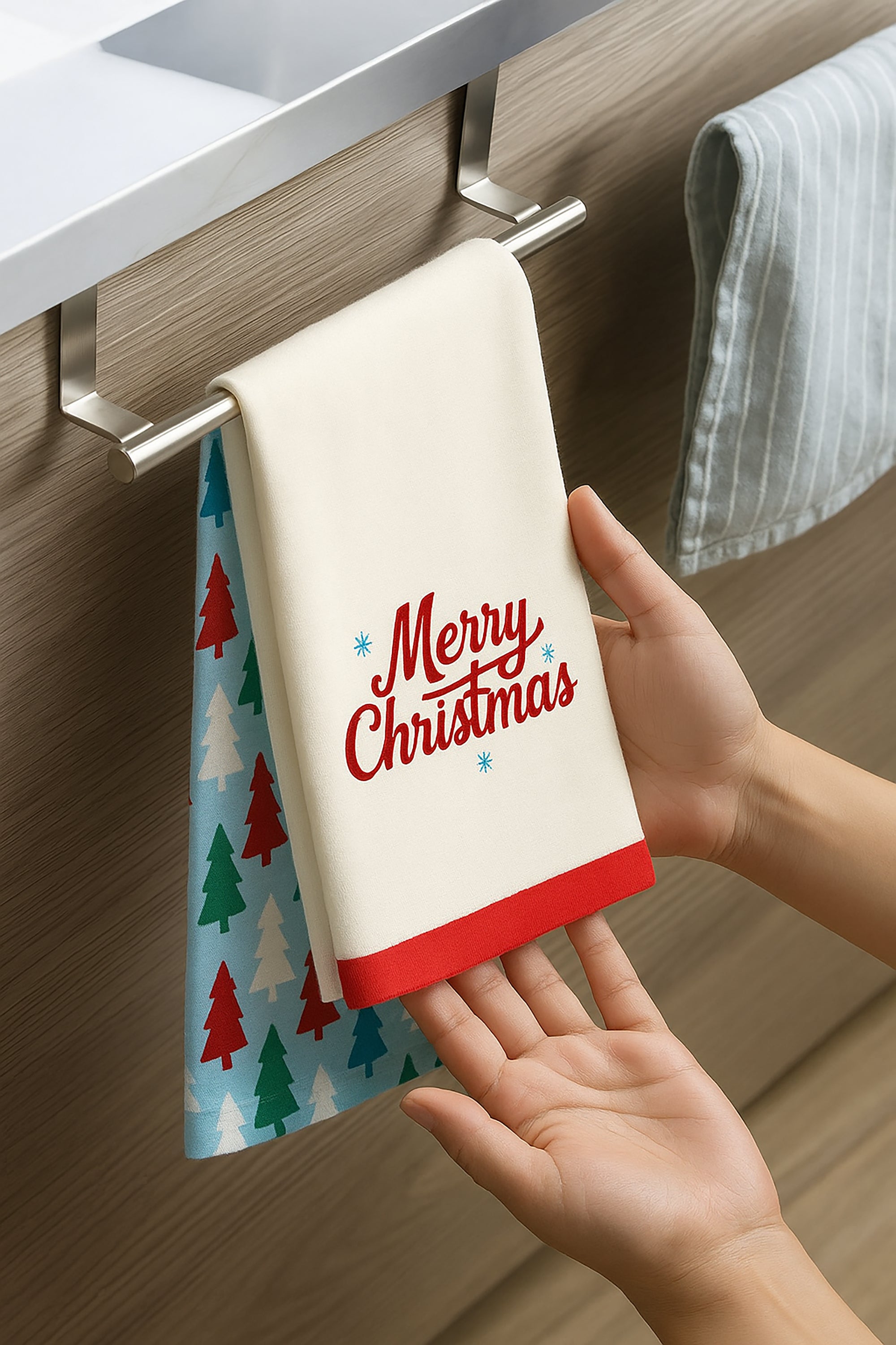 Set de 2 Toallas de Mano Navideñas "Merry Christmas"