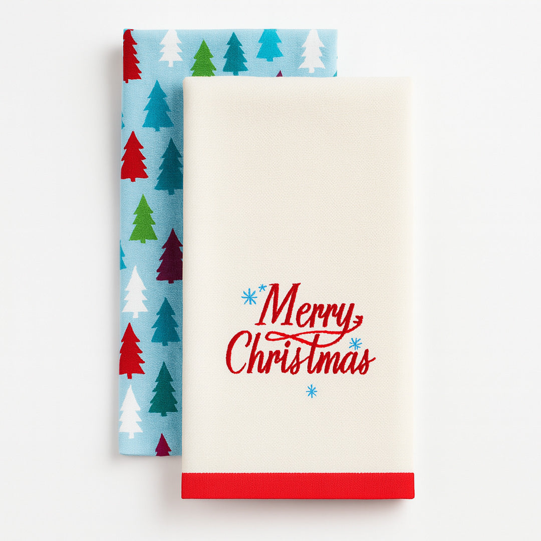 Set de 2 Toallas de Mano Navideñas "Merry Christmas"
