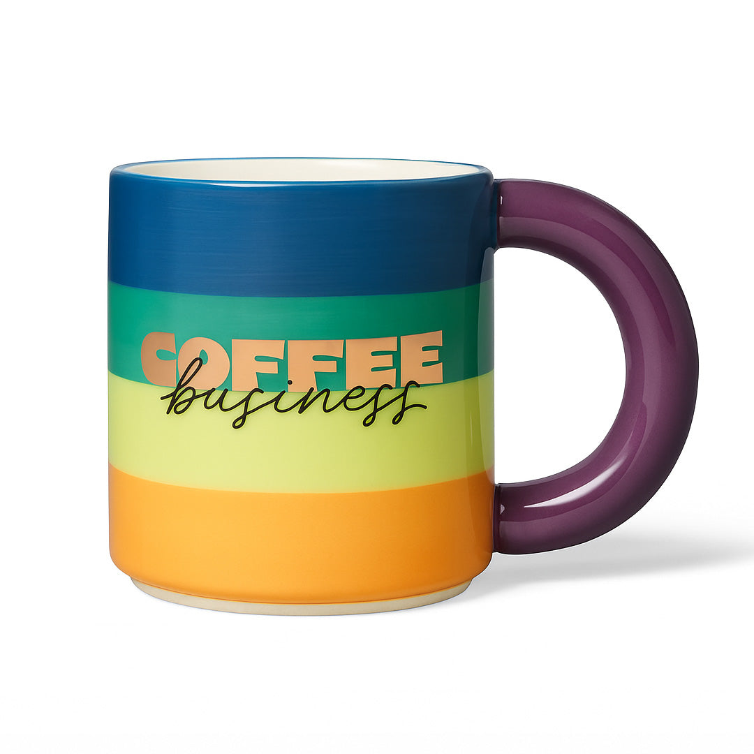 Taza de Cerámica "Coffee Business" 300 ml -  Rayas de Colores