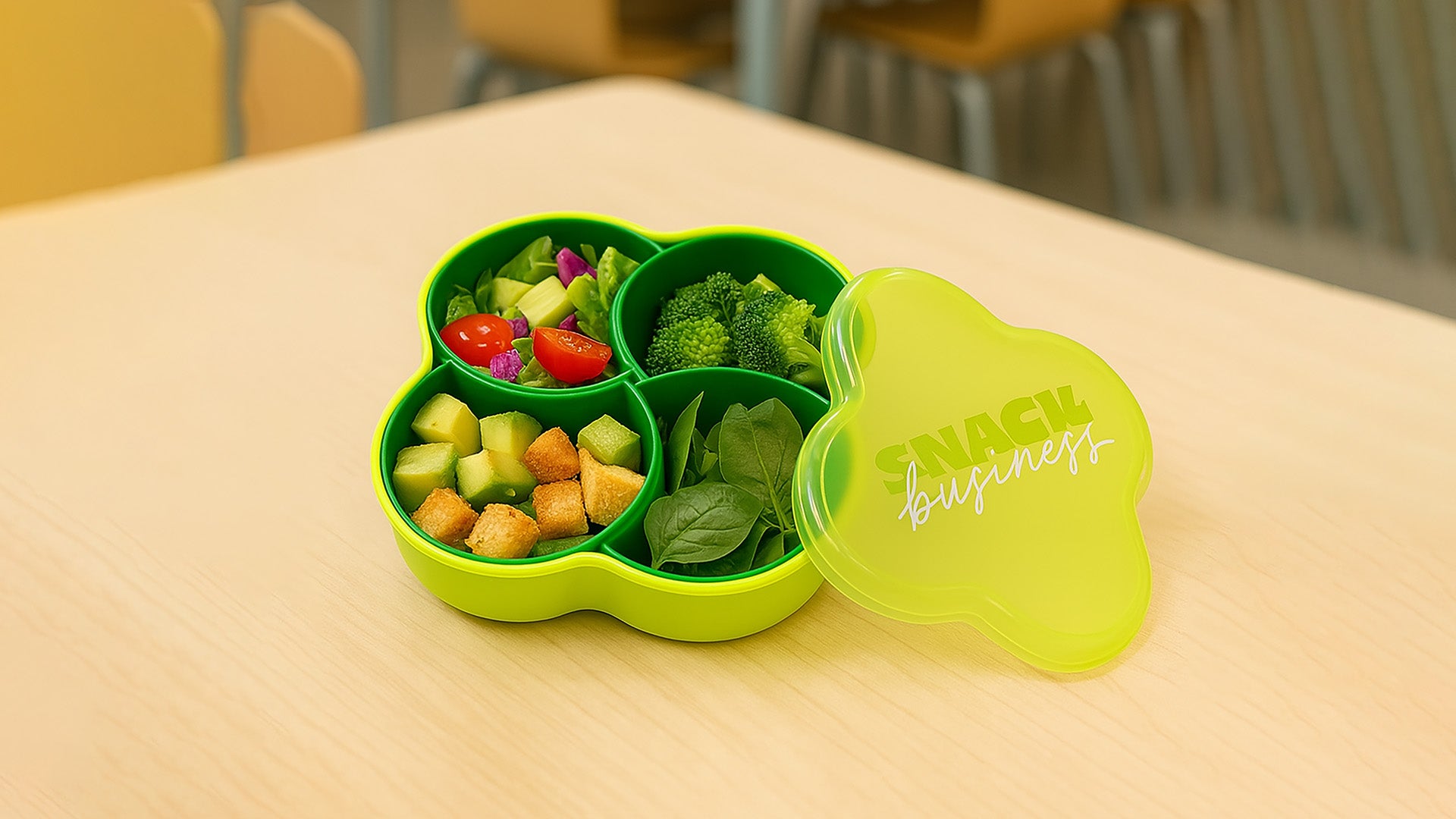 Contenedor de Snacks - 4 Divisiones en Forma de Trébol