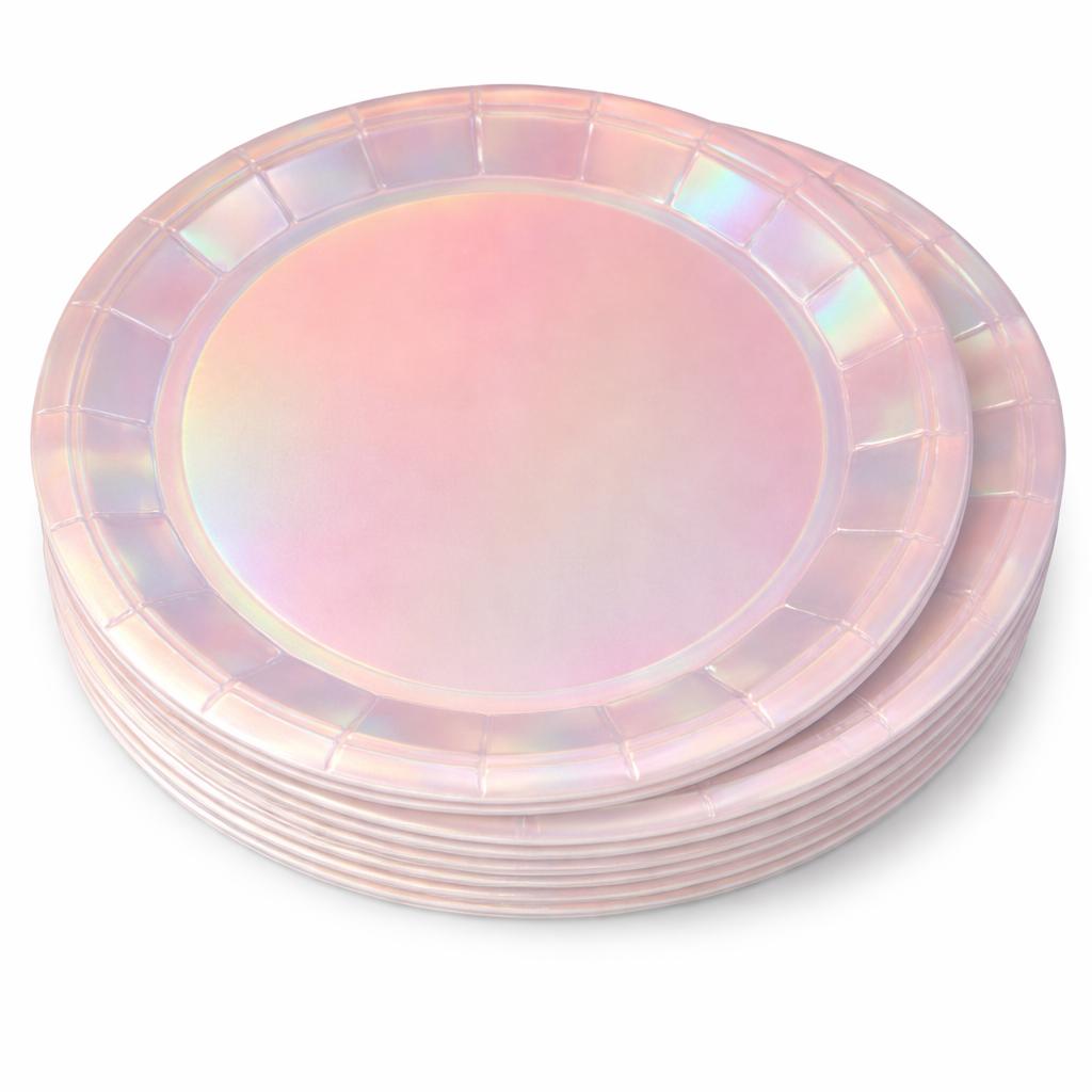 Plato Desechable Redondo Tornasol Rosa – 8 Piezas – Elegancia y Funcionalidad para tus Celebraciones