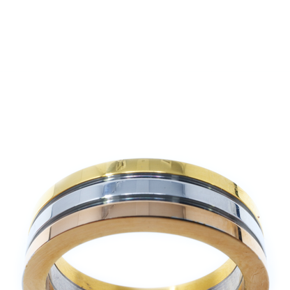 Anillo Delgado Tricolor en Acero Inoxidable