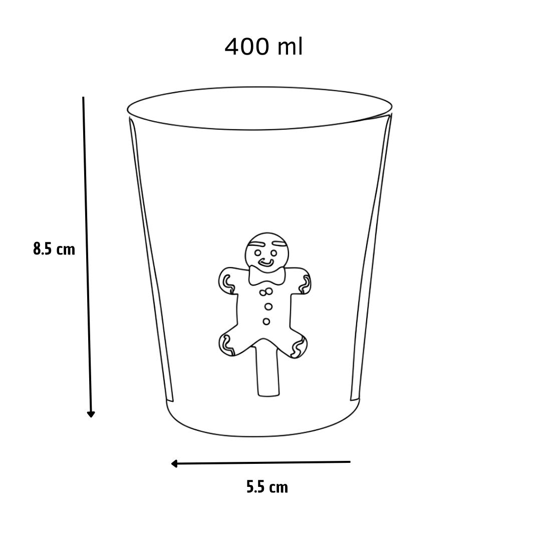 Vaso de Cristal con Figura de Muñeco de Jengibre 400 ml