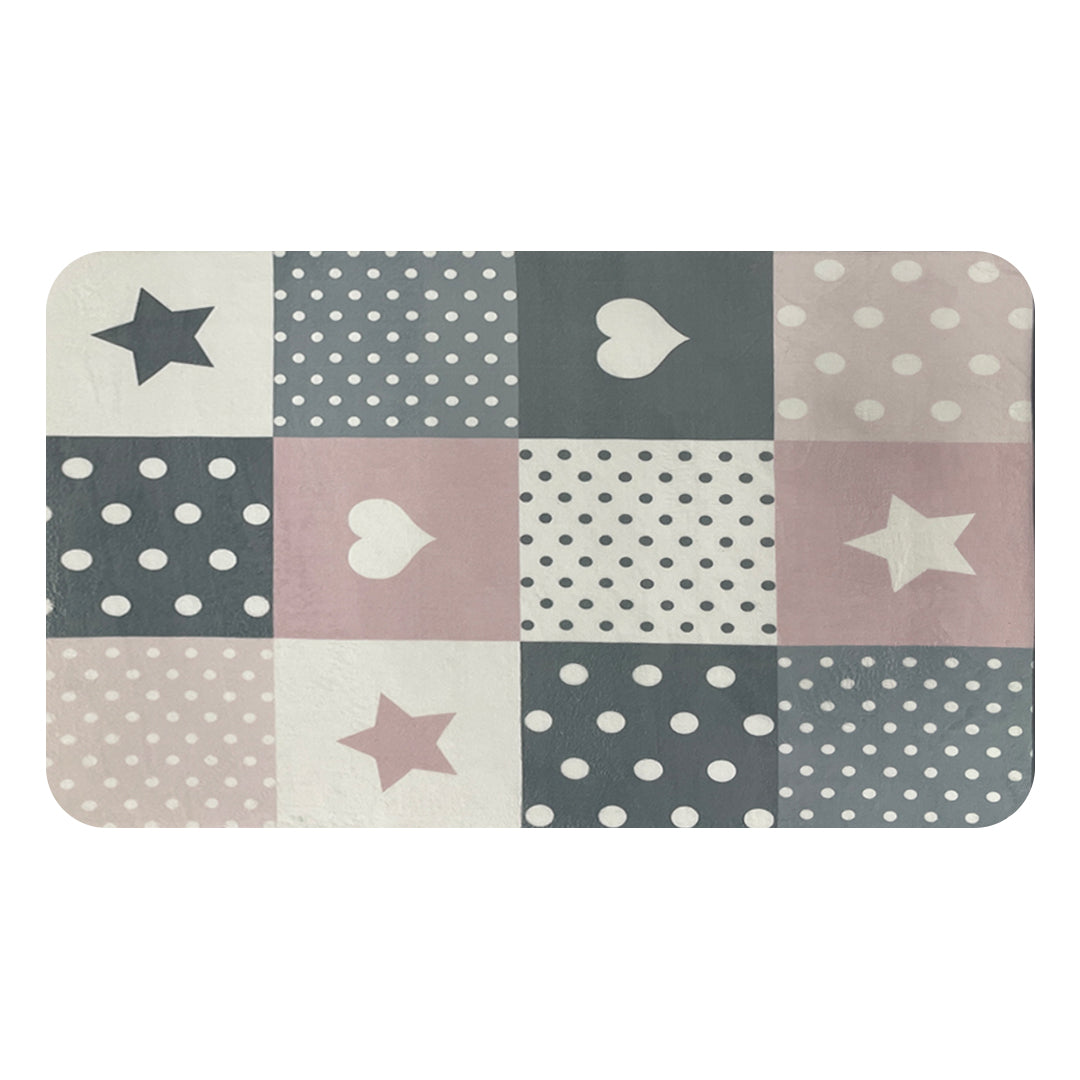 Tapete Rectangular Franela Cuadro Rosa - 200 x 140 cm