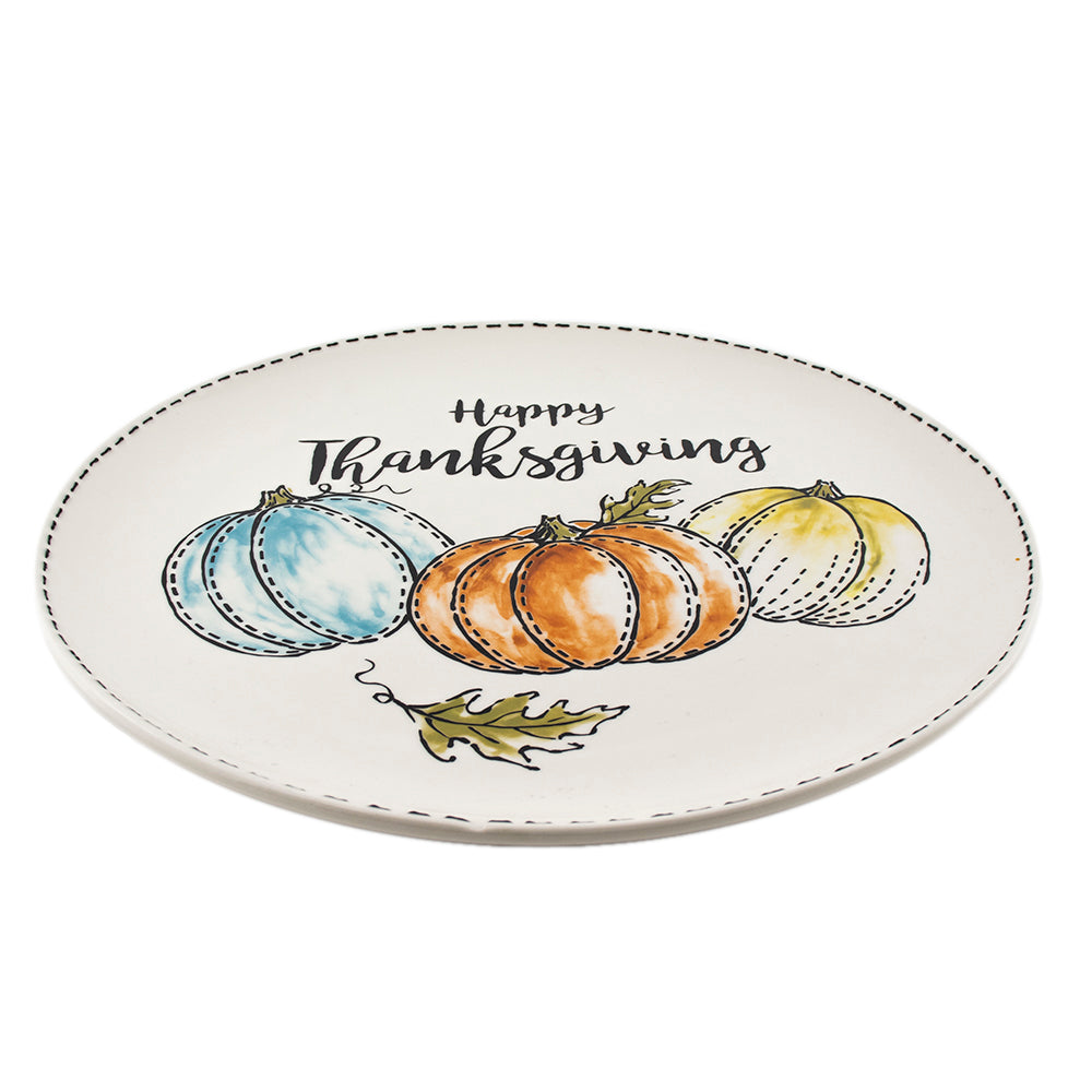 Plato de Cerámica "Happy Thanksgiving" con Calabazas