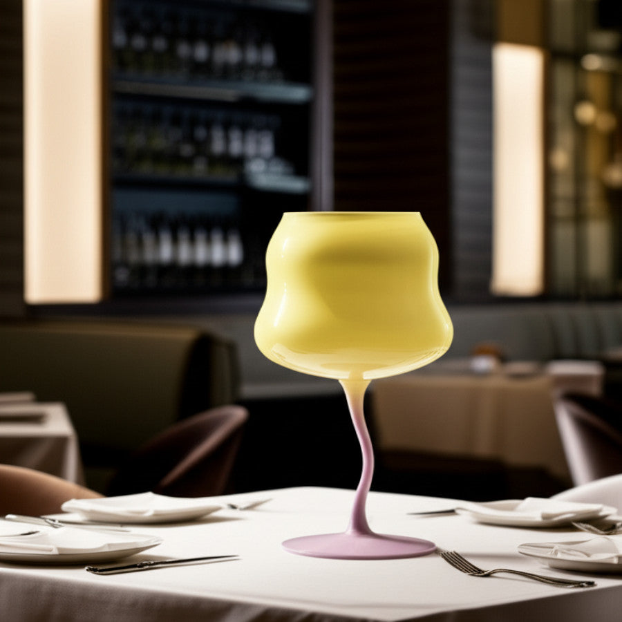 Copa de Vino Amarillo y Rosa