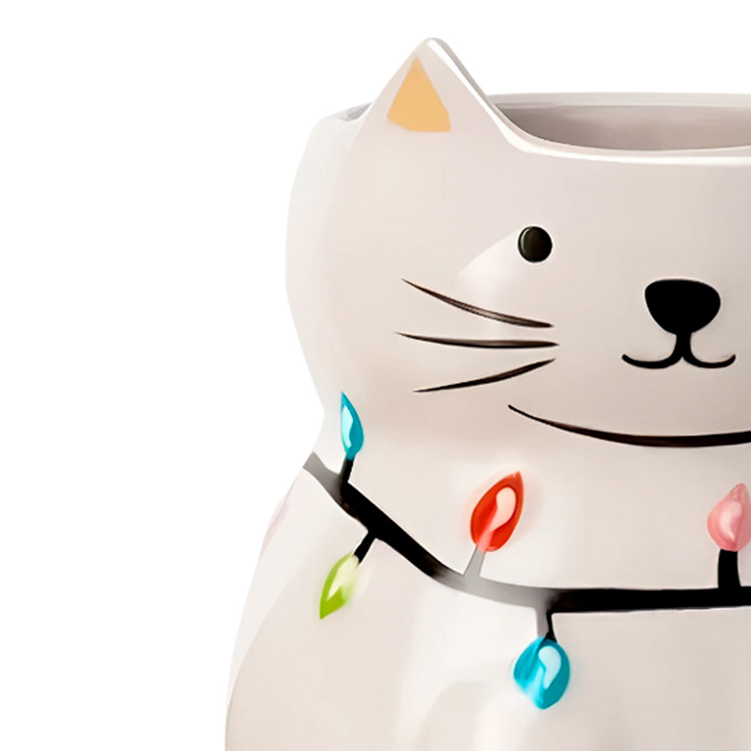 Taza Gato Luces Navideñas - Cerámica 470 ml.