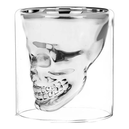 Vaso Doble Pared Calavera Plateado - Skull Decorativo
