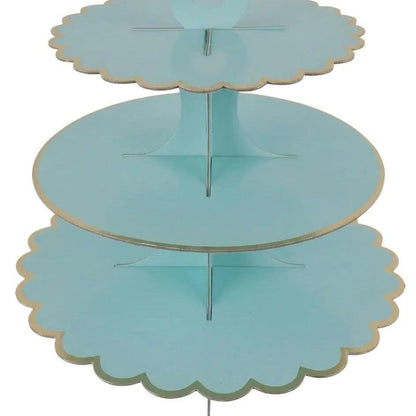 Stand Cupcakes Azul Dorado 3 Niveles