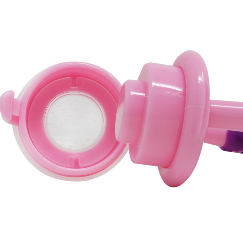 Chupón Mordedera de Frutas para Bebé – Color Morado Rosa