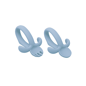 Cubiertos para Bebé de Silicona – Azul Claro