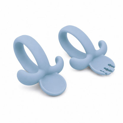 Cubiertos de Silicona Azul - Cuchara y Tenedor