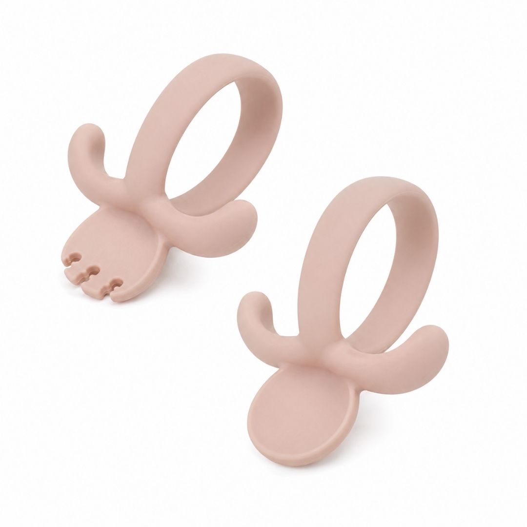 Cubiertos de Silicona Rosa - Cuchara y Tenedor