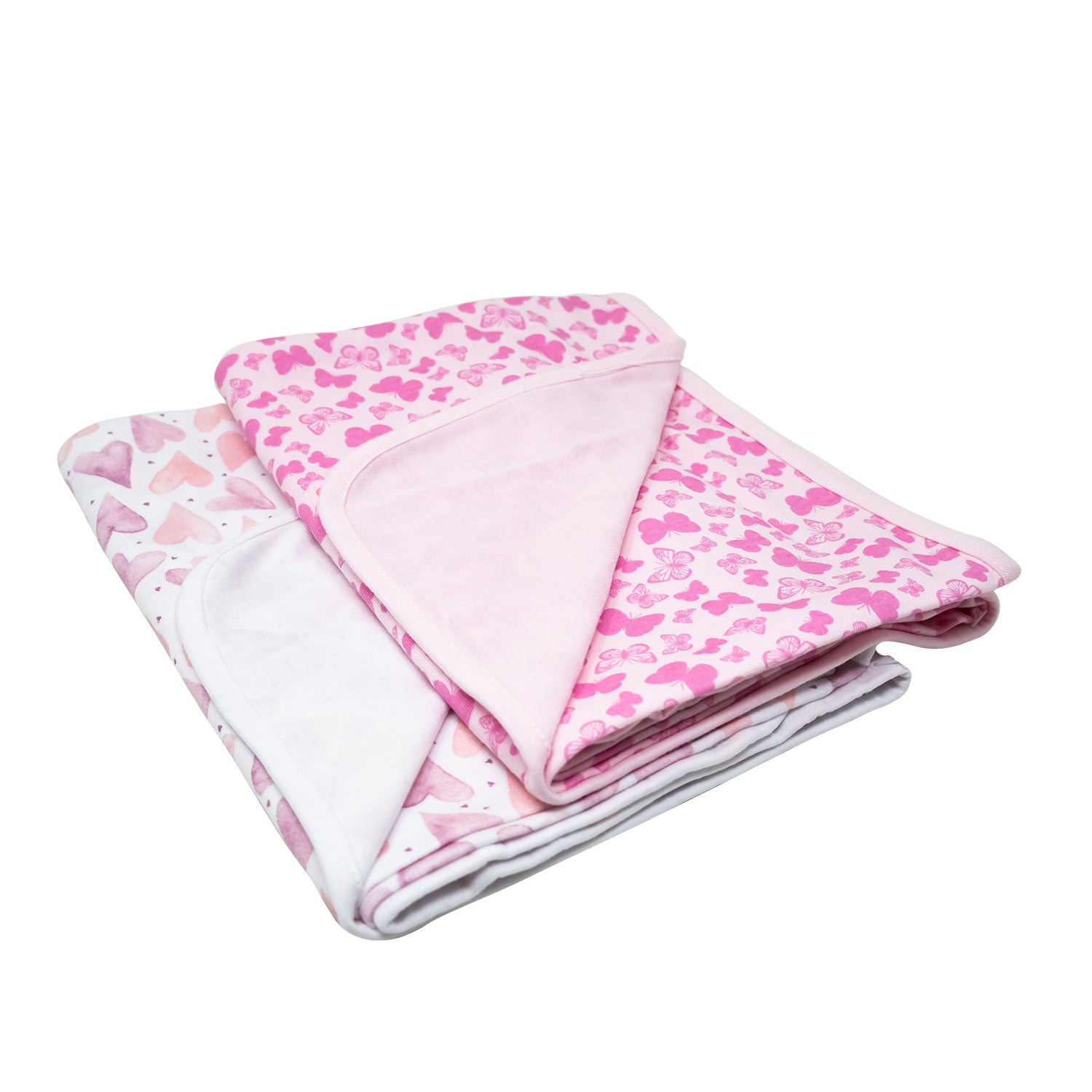 Juego de Frazadas para Bebé Mariposa y Corazón - Color Fucsia