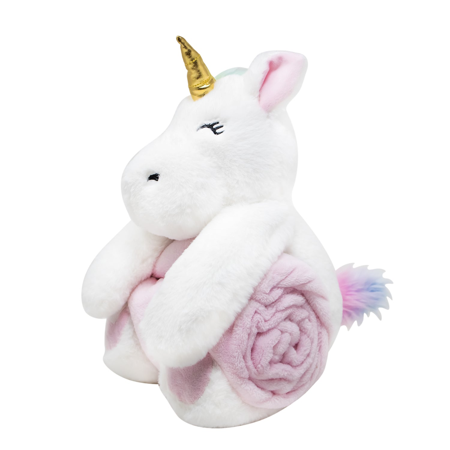 Frazada Afelpada con Muñeco de Peluche Unicornio