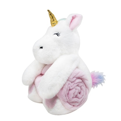 Frazada Afelpada con Muñeco de Peluche Unicornio