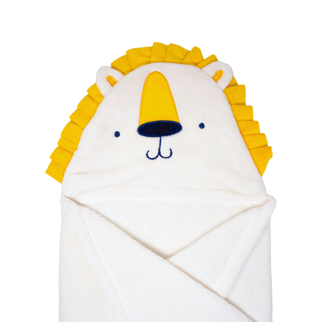Manta para Bebé con Capucha León - Color Blanco