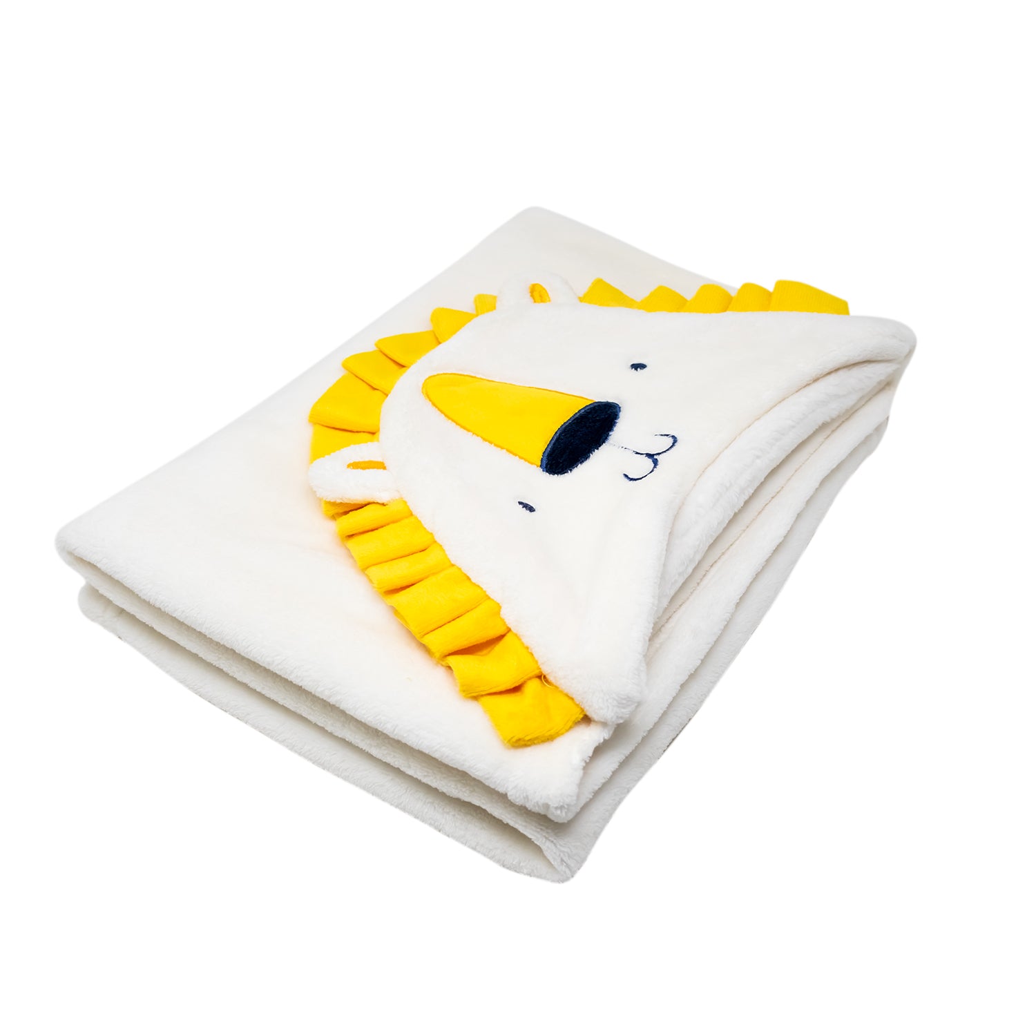 Manta para Bebé con Capucha León - Color Blanco