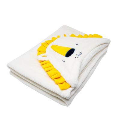 Manta para Bebé con Capucha León - Color Blanco