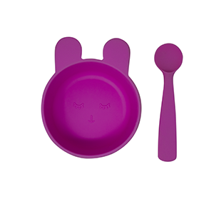 Plato para Bebé de Silicona con Tenedor – Color Rosa