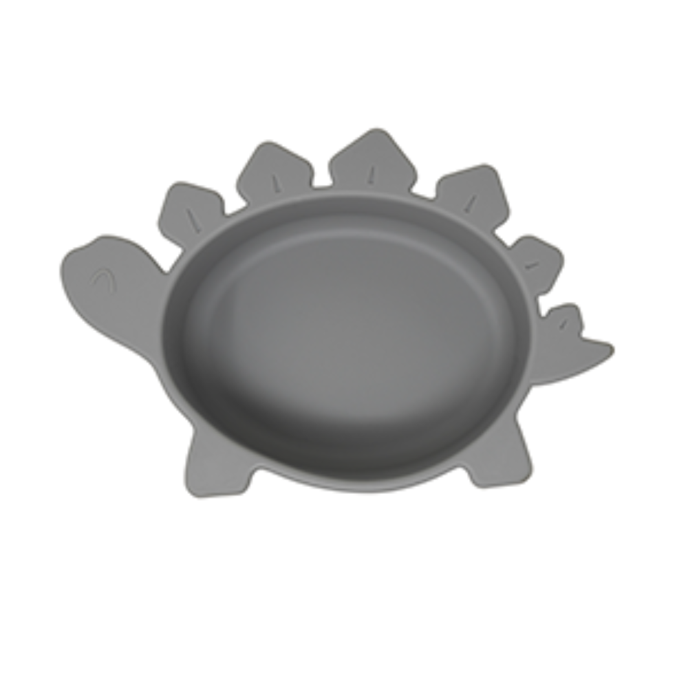 Plato de Silicona para Bebé Dinosaurio - Color Gris