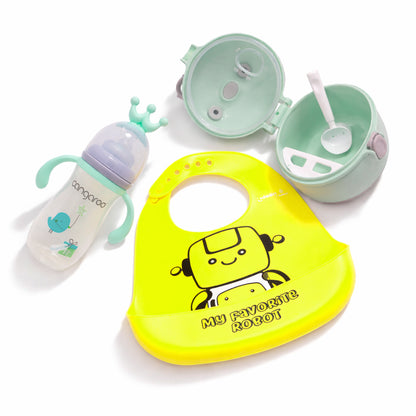 Set Bebé 3 Piezas - Biberón, Babero y Dispensador