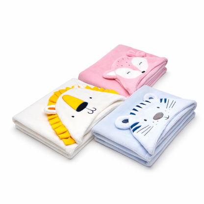 Set de Frazadas de Baño para Bebé 3 Piezas con Capucha