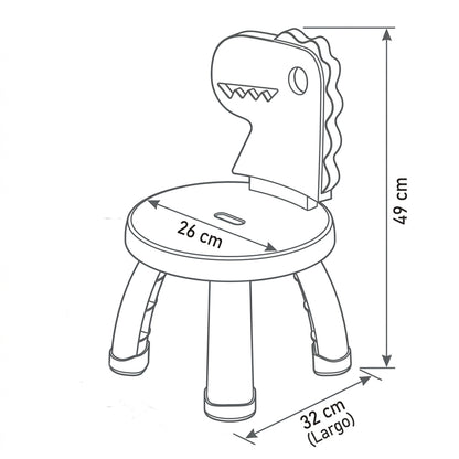 Silla de Plástico Infantil con Respaldo de Dinosaurio