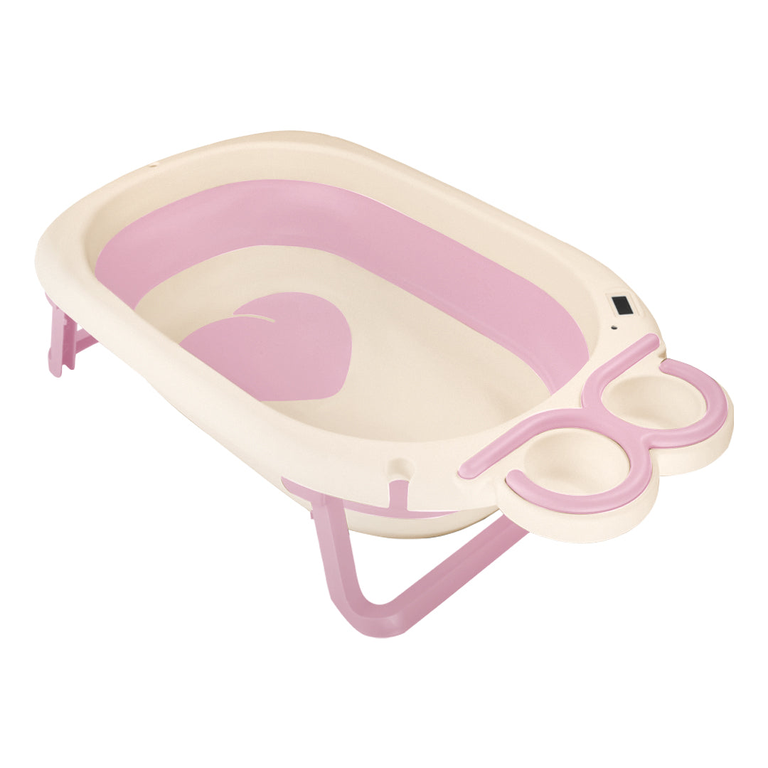 Bañera Plegable para Bebé Rosa con Termómetro Digital